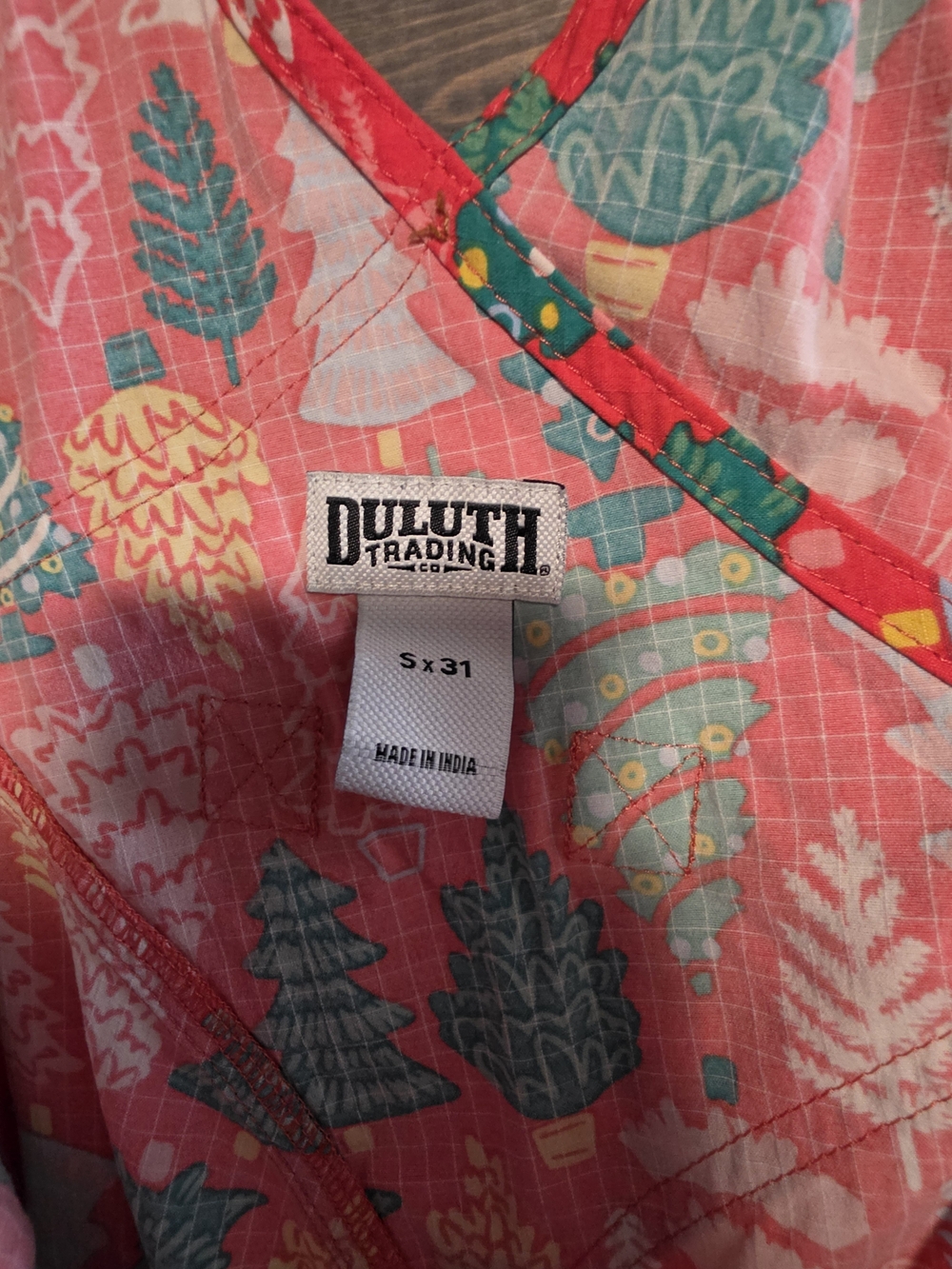 Duluth Trading Co Women's Christmas Tree Print Heirloom Gardening Overalls - Picture 4 of 6